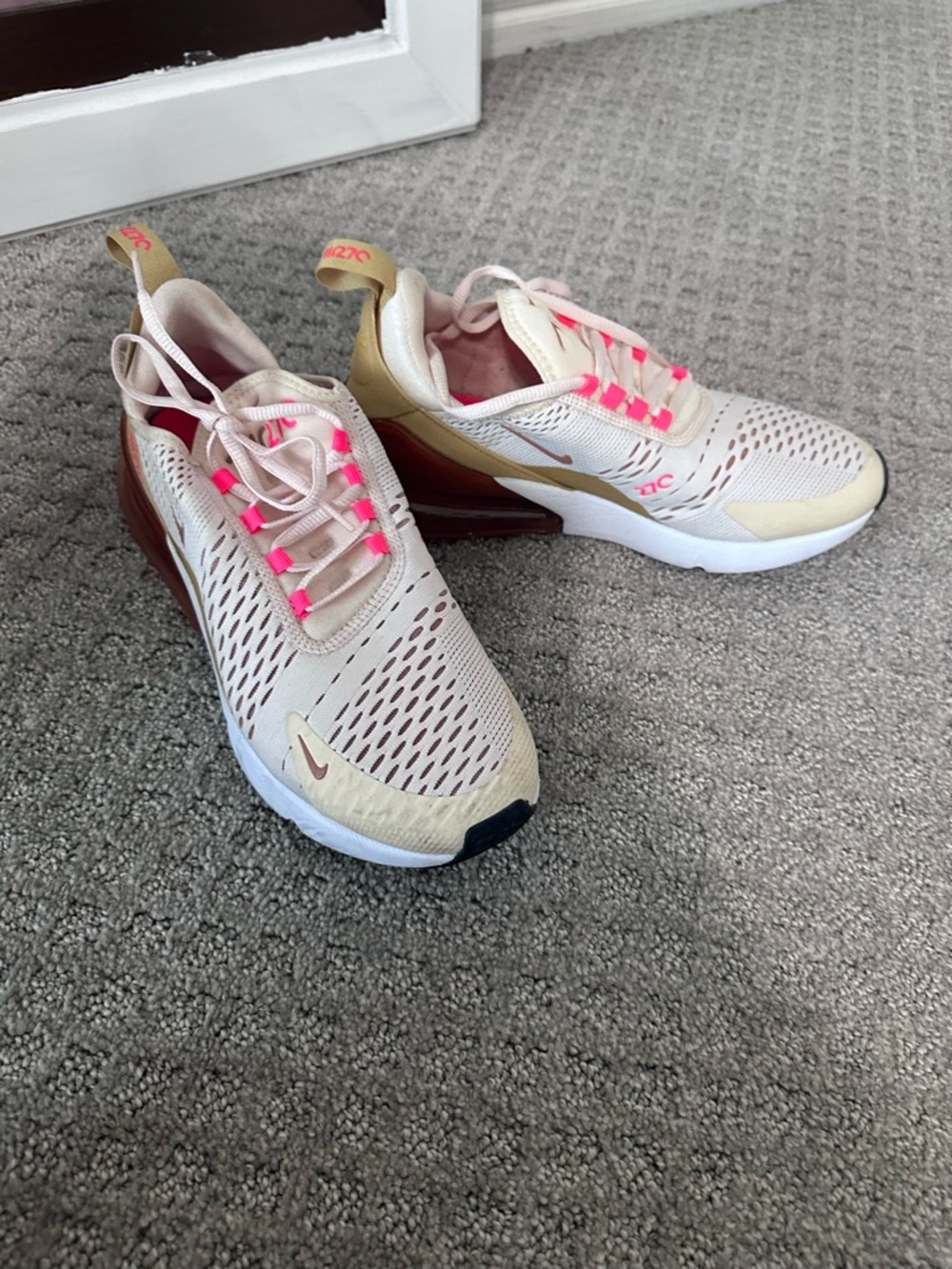 Nike Women’s Beige and Pink Air Max 270 React Sneakers